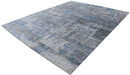 Abstract Handmade Silver and Blue Bamboo Silk 8x10 Area Rug | TRD1689810