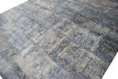 Abstract Handmade Silver and Blue Bamboo Silk 8x10 Area Rug | TRD1689810