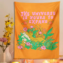 Abstract landscape flower tapestry orange bedroom wall hanging by Decorbites