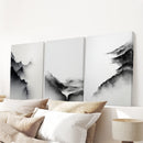 Black White Mountain Landscape Art Set of 3. Calming Nature by Wall Art Set