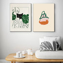 GobekUsa Abstract Lazy Cat Canvas Wall Art