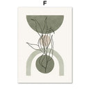 Vintage boho abstract geometric leaf canvas wall art living room by Decorbites
