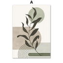Vintage boho abstract geometric leaf canvas wall art living room by Decorbites