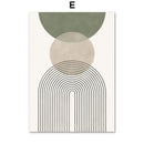 Vintage boho abstract geometric leaf canvas wall art living room by Decorbites