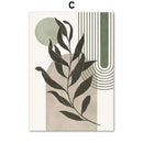 Vintage boho abstract geometric leaf canvas wall art living room by Decorbites