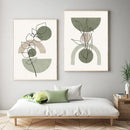 Vintage boho abstract geometric leaf canvas wall art living room by Decorbites