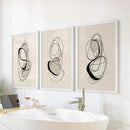 Black and Beige Abstract Set of 3 Wall Art. Minimalist Lines by Wall Art Set