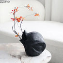 GobekUsa Black Vase Abstract Artwork Flowers Pots Desk Decoration Aesthetic Décor