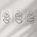 Abstract Line Art Wall Art Set of 3. Minimalist Figure Drawings by Wall Art Set