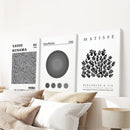 Black White Kusama, Matisse, Bauhaus Posters. Art Set of 3 by Wall Art Set