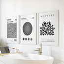Black White Kusama, Matisse, Bauhaus Posters. Art Set of 3 by Wall Art Set