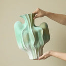 GobekUsa Geometric Ceramic Vase with Abstract Irregular Folds | Home Decor Handicrafts