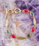 Abstract Multi Stone Adjustable Toggle Bracelet