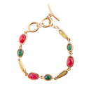 Abstract Multi Stone Adjustable Toggle Bracelet
