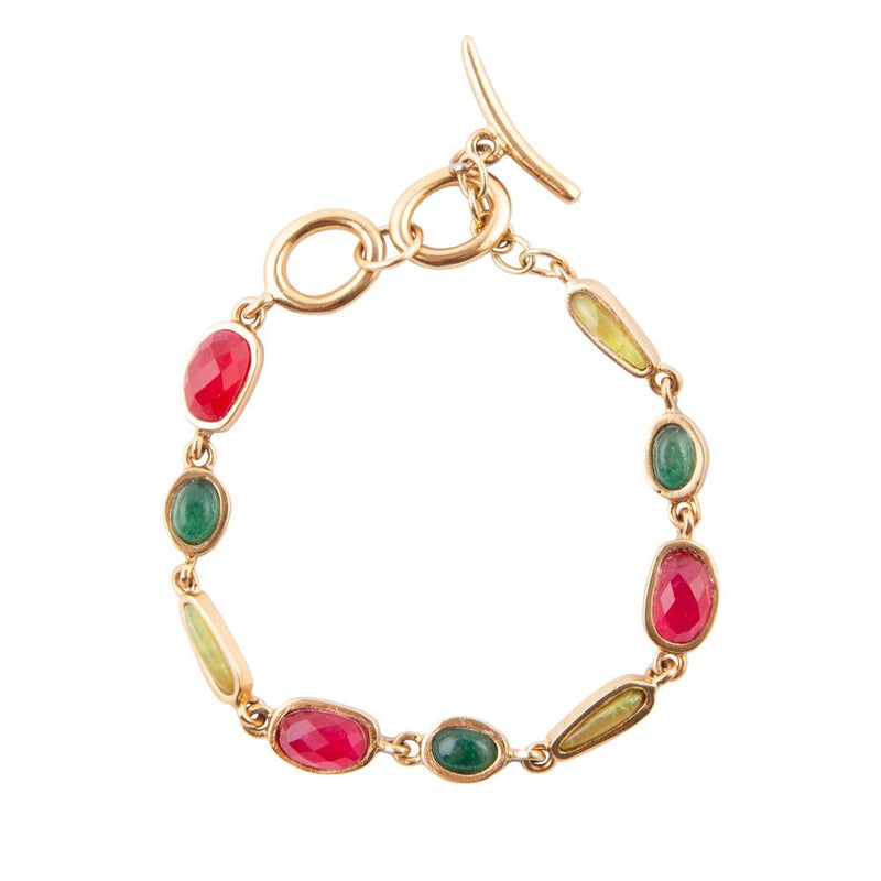 Abstract Multi Stone Adjustable Toggle Bracelet