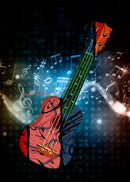 Abstract neon electric guitar canvas print living room wall art by Decorbites