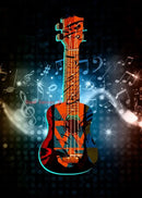 Abstract neon electric guitar canvas print living room wall art by Decorbites