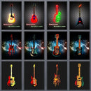Abstract neon electric guitar canvas print living room wall art by Decorbites