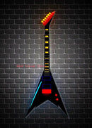 Abstract neon electric guitar canvas print living room wall art by Decorbites