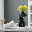 GobekUsa Abstract Nude Female Ceramic Vase Black White Home Decor Ornament