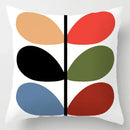 Abstract pastel and geometric leaves print cushion cover living room by Decorbites