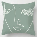 Abstract pastel and geometric leaves print cushion cover living room by Decorbites