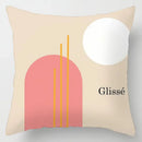 Abstract pastel and geometric leaves print cushion cover living room by Decorbites