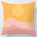 Abstract pastel and geometric leaves print cushion cover living room by Decorbites