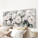 Romantic White Flower 3 Piece Wall Art. Peony Painting Print by Wall Art Set