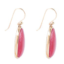 Abstract Red Raspberry Quartz Golden Drop Earrings