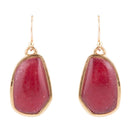 Abstract Red Raspberry Quartz Golden Drop Earrings