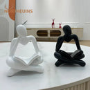 Abstract resin book figurines black & white office decor by Decorbites