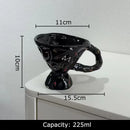Abstract splatter black ceramic mug dining room decorative cup by Decorbites