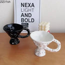 Abstract splatter black ceramic mug dining room decorative cup by Decorbites