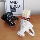 Abstract splatter black ceramic mug dining room decorative cup by Decorbites