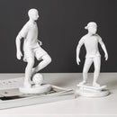 Abstract sports player sculpture set grey & white living room decor by Decorbites