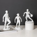 Abstract sports player sculpture set grey & white living room decor by Decorbites