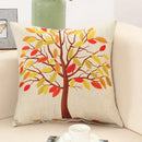 Abstract tree flower embroidered beige pillow cover living room by Decorbites