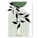 Modern abstract green & black botanical wall art set living room by Decorbites