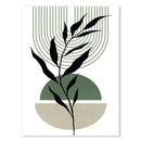 Modern abstract green & black botanical wall art set living room by Decorbites