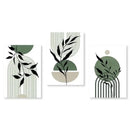Modern abstract green & black botanical wall art set living room by Decorbites