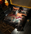 GobekUsa Embroidered Brocade Egyptian Cotton Duvet Cover Set, Black Gold