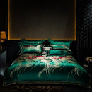 GobekUsa Embroidered Brocade Egyptian Cotton Duvet Cover Set, Black Gold