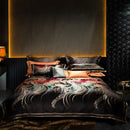 GobekUsa Embroidered Brocade Egyptian Cotton Duvet Cover Set, Black Gold