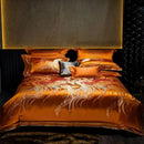GobekUsa Embroidered Brocade Egyptian Cotton Duvet Cover Set, Black Gold