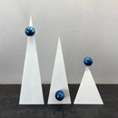 GobekUsa Geometric Triangle Blue Ball Ornament: Abstract Decorative Figurine