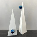 GobekUsa Geometric Triangle Blue Ball Ornament: Abstract Decorative Figurine