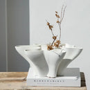 GobekUsa Geometric Fold Ceramic Vase: Abstract Handicraft Sculpture for Home Decoration