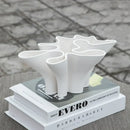 GobekUsa Geometric Fold Ceramic Vase: Abstract Handicraft Sculpture for Home Decoration