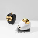 GobekUsa Golden Apple Sculpture: Abstract Ceramic Handicraft Simulated Fruit Figurine Home Decor.